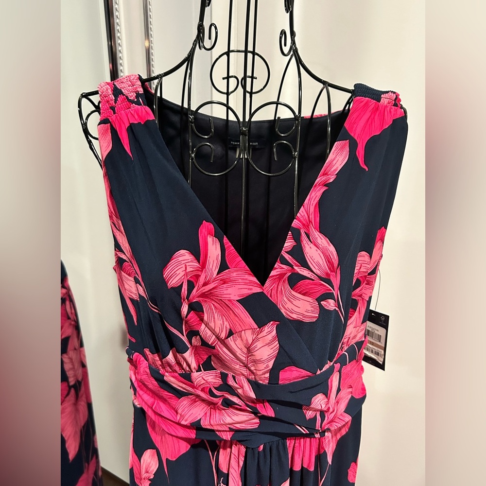 Tommy Hilfiger Navy Dress with Hot Pink Floral Print